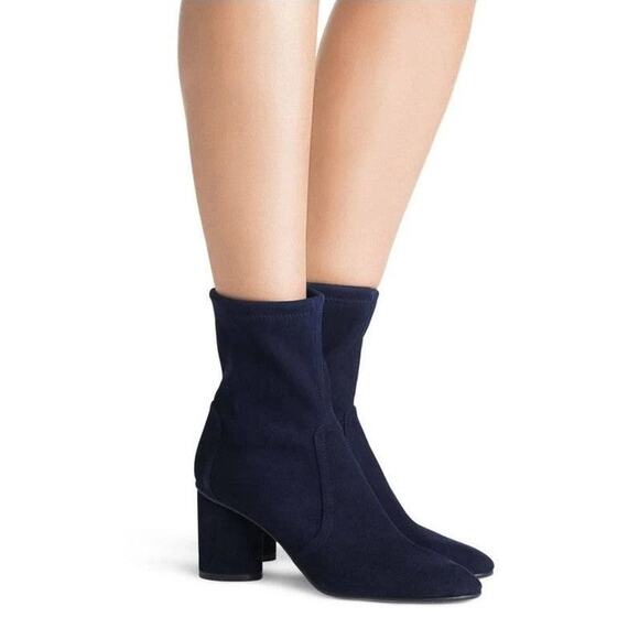 Stuart Weitzman Siggy Suede Sock Bootie - 5.5M - Nice Blue - Picture 2 of 2